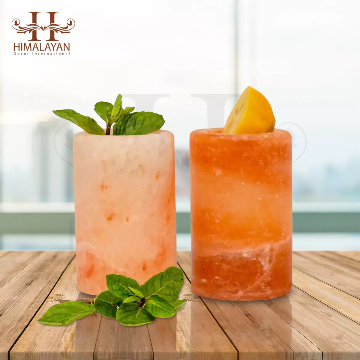 Himalayan Rock Salt Natural Glasses (Pack of 2) Short Size